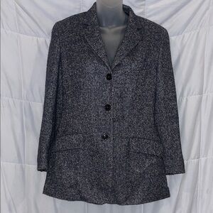 Luciano Barbera Italian Alpaca Silk Blend Navy Heather Blazer Women’s 42 / US 6